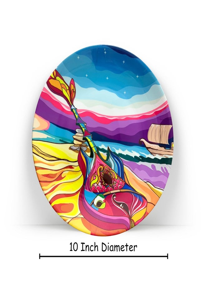 PAINTZSTORIES طبق جداري مزخرف من PAINTZSTORIES لتزيين المنزل | طبق فني جداري من السيراميك | قطع ديكور جدارية لغرفة المعيشة وغرفة النوم | عمل فني يدوي بألحان متناغمة | هدية للمنزل | 10 بوصة - Image 2